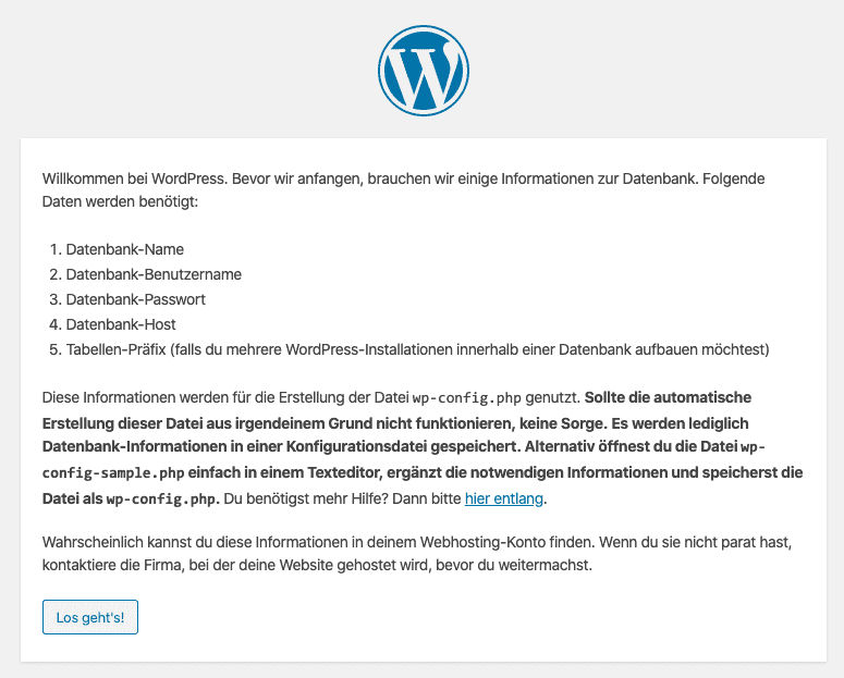 Wordpress Installieren 1